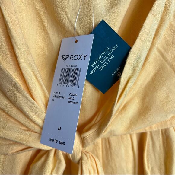ROXY Very Sunny Textured Stripe Cotton Blend Peplum Top NWT in Medium - Picture 4 of 8